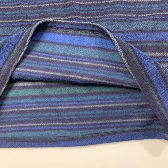 Eddie Bauer Fleece Mens L Large Blues Gray Striped 1/4 Zip Pullover Sweatshirt - Picture 8 of 12